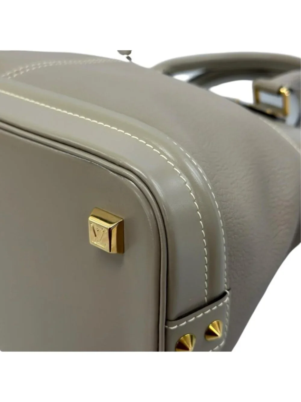 Louis Vuitton Lockit PM Handbag Leather Gray Suhali